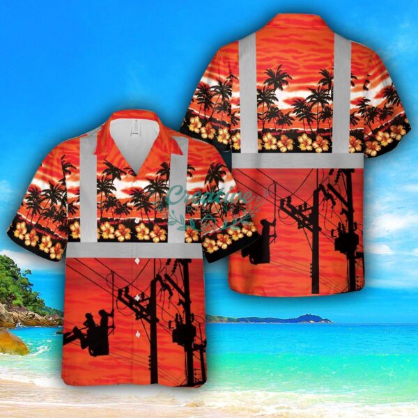 Electrician Sunset Hawaiian Shirt Product Photo 1