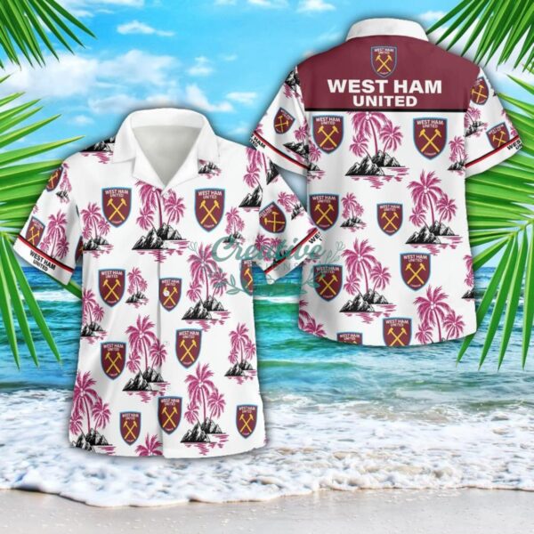 Epl West Ham United Floral 3D Button Hawaiian Shirt Men And Women Aloha Summer Beach Gift Product Photo 1