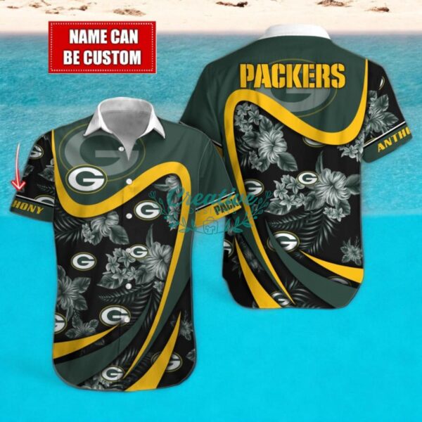 Green Bay Packers NFL Floral Hawaiian Shirt And Beach Shorts Custom Name For Fans Product Photo 1