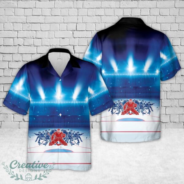 Ice hockey Stadium with group Hockey Players Hawaiian Shirt Product Photo 1