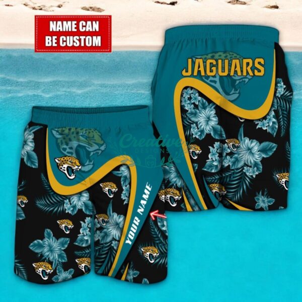 Jacksonville Jaguars NFL Floral Hawaiian Shirt And Beach Shorts Custom Name For Fans Product Photo 2