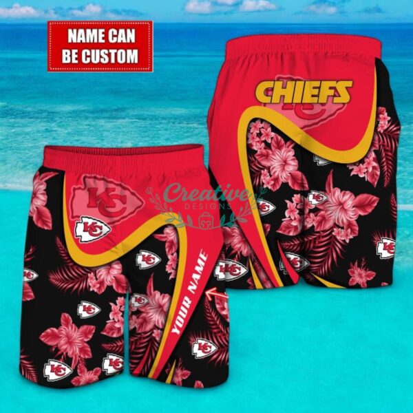 Kansas City Chiefs NFL Floral Hawaiian Shirt And Beach Shorts Custom Name For Fans Product Photo 2