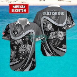 Las Vegas Raiders NFL Floral Hawaiian Shirt And Beach Shorts Custom Name For Fans Product Photo 1