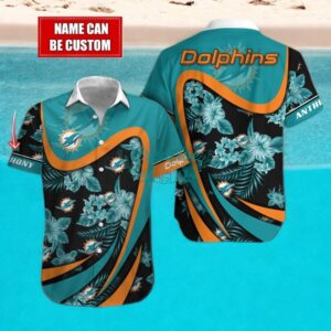 Miami Dolphins NFL Floral Hawaiian Shirt And Beach Shorts Custom Name For Fans Product Photo 1