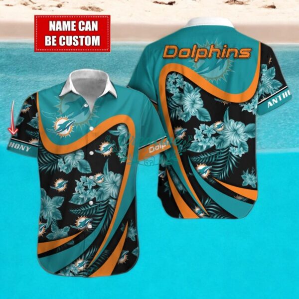 Miami Dolphins NFL Floral Hawaiian Shirt And Beach Shorts Custom Name For Fans Product Photo 1