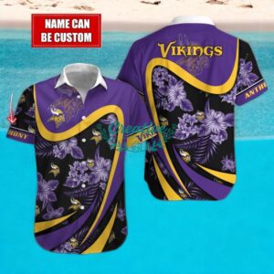 Minnesota Vikings NFL Floral Hawaiian Shirt And Beach Shorts Custom Name For Fans Product Photo 1