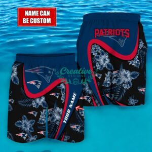 New England Patriots NFL Floral Hawaiian Shirt And Beach Shorts Custom Name For Fans Product Photo 2