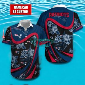 New England Patriots NFL Floral Hawaiian Shirt And Beach Shorts Custom Name For Fans Product Photo 1