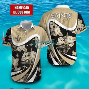 New Orleans Saints NFL Floral Hawaiian Shirt And Beach Shorts Custom Name For Fans Product Photo 1