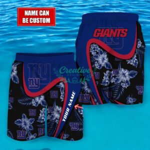 New York Giants NFL Floral Hawaiian Shirt And Beach Shorts Custom Name For Fans Product Photo 2