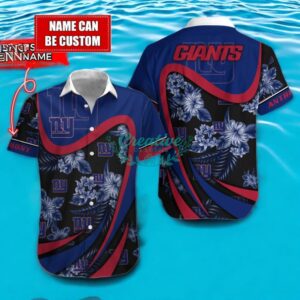 New York Giants NFL Floral Hawaiian Shirt And Beach Shorts Custom Name For Fans Product Photo 1