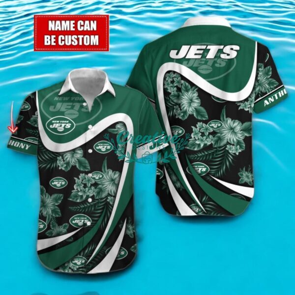 New York Jets NFL Floral Hawaiian Shirt And Beach Shorts Custom Name For Fans Product Photo 1