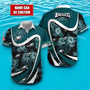 Philadelphia Eagles NFL Floral Hawaiian Shirt And Beach Shorts Custom Name For Fans Product Photo 1