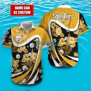 Pittsburgh Steelers NFL Floral Hawaiian Shirt And Beach Shorts Custom Name For Fans Product Photo 1