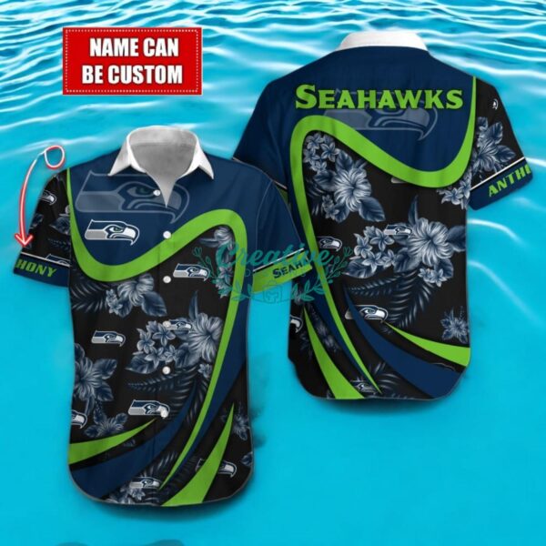 Seattle seahawks NFL Floral Hawaiian Shirt And Beach Shorts Custom Name For Fans Product Photo 1