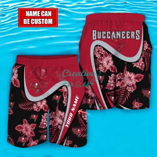 Tampa Bay Buccaneers NFL Floral Hawaiian Shirt And Beach Shorts Custom Name For Fans Product Photo 2