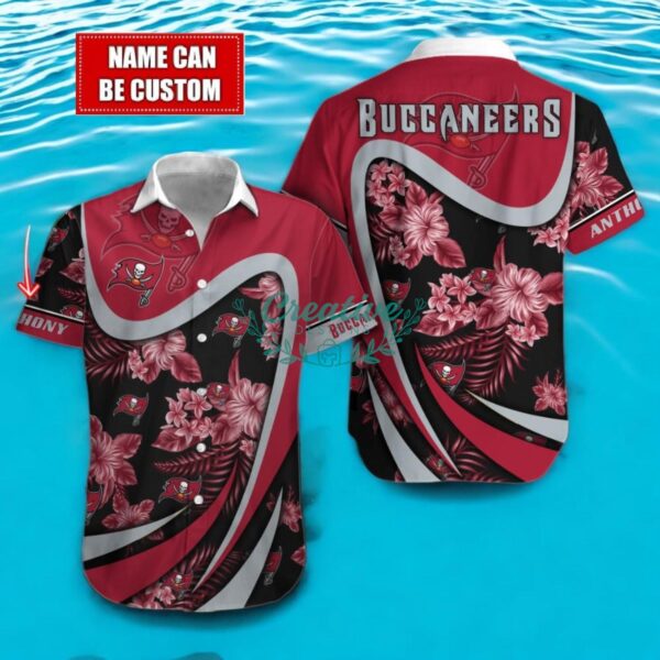 Tampa Bay Buccaneers NFL Floral Hawaiian Shirt And Beach Shorts Custom Name For Fans Product Photo 1