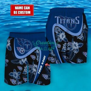 Tennessee Titans NFL Floral Hawaiian Shirt And Beach Shorts Custom Name For Fans Product Photo 2