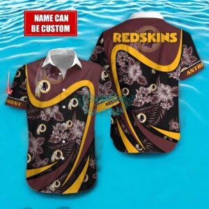 Washington Redskins NFL Floral Hawaiian Shirt And Beach Shorts Custom Name For Fans Product Photo 1