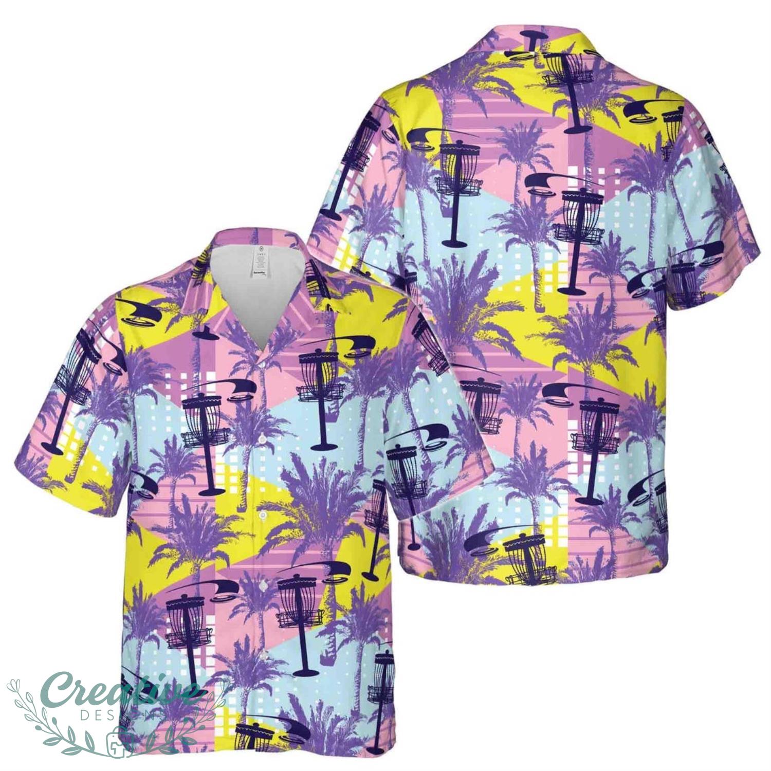 Alternate Pastel Color Palm Tree Disc Golf Hawaiian Shirt Product Photo 1