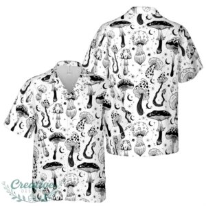 Black And White Casual Mushroom Hawaiian Shirt Product Photo 1