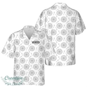 Customize Name Dartboard And Darts Pattern White Hawaiian Shirt Product Photo 1