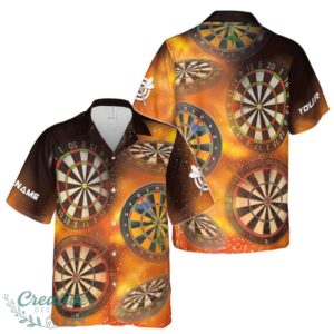 Customize Name Darts And Dartboard Yellow Heat Print Black Hawaiian Shirt Product Photo 1