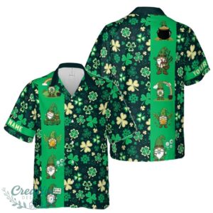Customize Name Lucky Leprechaun Shamrock Clover Pattern Green Black Hawaiian Shirt Product Photo 1